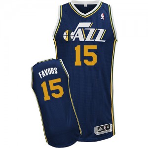 Utah Jazz #15 Adidas Road Bleu marin Authentic Maillot d'équipe de NBA en vente en ligne - Derrick Favors pour Homme