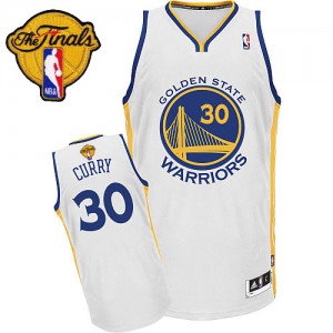 Maillot NBA Blanc Stephen Curry #30 Golden State Warriors Home 2015 The Finals Patch Authentic Homme Adidas