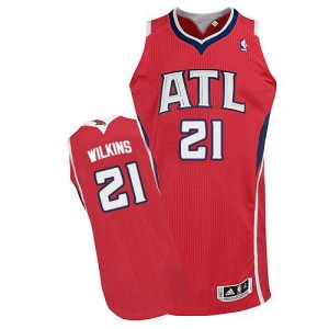 Maillot NBA Atlanta Hawks #21 Dominique Wilkins Rouge Adidas Authentic Alternate - Homme