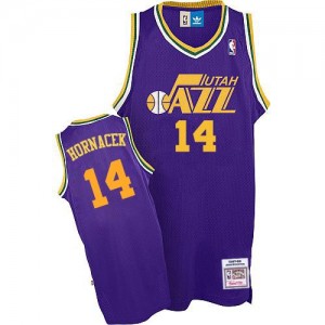 Maillot NBA Utah Jazz #14 Jeff Hornacek Violet Adidas Swingman Throwback - Homme