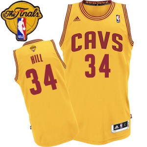 Cleveland Cavaliers Tyrone Hill #34 Alternate 2015 The Finals Patch Authentic Maillot d'équipe de NBA - Or pour Homme
