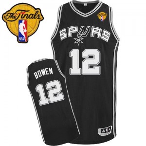 San Antonio Spurs Bruce Bowen #12 Road Finals Patch Authentic Maillot d'équipe de NBA - Noir pour Homme
