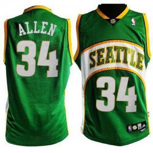 Maillot Adidas Vert Seattle SuperSonics Style Authentic Oklahoma City Thunder - Ray Allen #34 - Homme