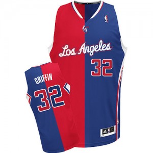 Maillot NBA Rouge Bleu Blake Griffin #32 Los Angeles Clippers Split Fashion Authentic Homme Adidas