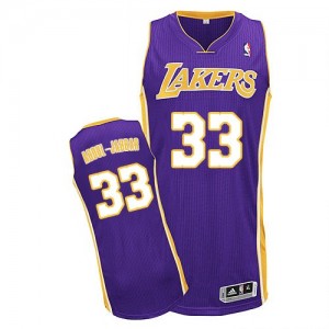 Maillot Adidas Violet Road Authentic Los Angeles Lakers - Kareem Abdul-Jabbar #33 - Homme