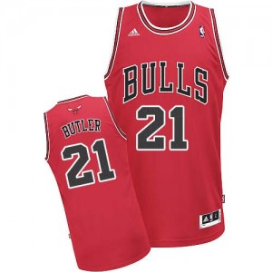 Maillot NBA Rouge Jimmy Butler #21 Chicago Bulls Road Swingman Homme Adidas