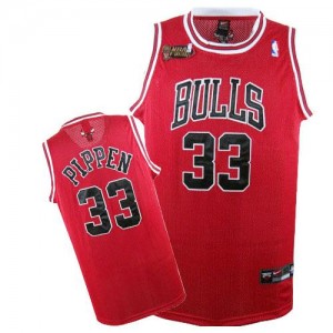 Chicago Bulls Nike Scottie Pippen #33 Champions Patch Authentic Maillot d'équipe de NBA - Rouge pour Homme