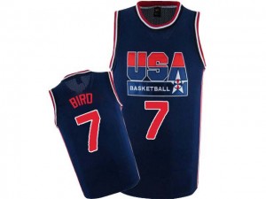 Maillot NBA Bleu marin Larry Bird #7 Team USA 2012 Olympic Retro Authentic Homme Nike
