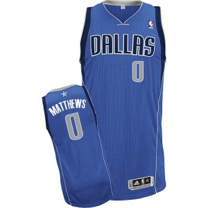 Maillot Adidas Bleu royal Road Authentic Dallas Mavericks - Wesley Matthews #0 - Homme
