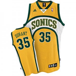 Maillot NBA Authentic Kevin Durant #35 Oklahoma City Thunder SuperSonics Jaune - Homme