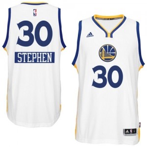 Maillot NBA Golden State Warriors #30 Stephen Curry Blanc Adidas Swingman 2014-15 Christmas Day - Enfants
