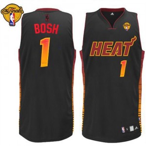 Maillot NBA Authentic Chris Bosh #1 Miami Heat Vibe Finals Patch Noir - Homme