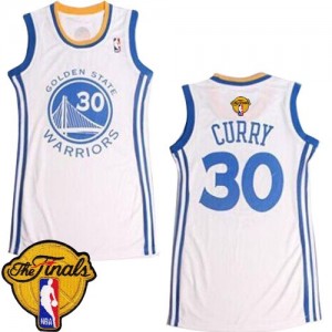 Maillot Authentic Golden State Warriors NBA Dress 2015 The Finals Patch Blanc - #30 Stephen Curry - Femme