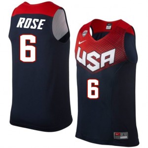 Maillot Nike Bleu marin 2014 Dream Team Authentic Team USA - Derrick Rose #6 - Homme