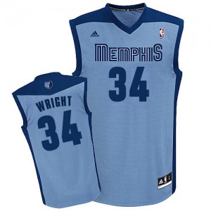 Memphis Grizzlies Brandan Wright #34 Alternate Swingman Maillot d'équipe de NBA - Bleu clair pour Homme