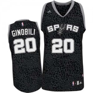 Maillot NBA Noir Manu Ginobili #20 San Antonio Spurs Crazy Light Authentic Homme Adidas
