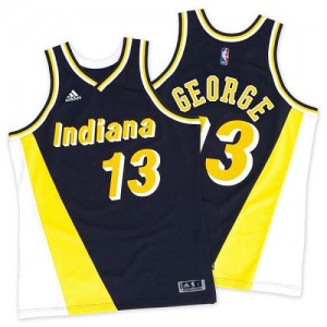 Maillot NBA Indiana Pacers #13 Paul George Marine / Or Adidas Authentic Throwback - Homme