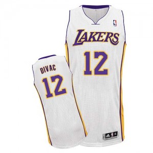 Maillot NBA Los Angeles Lakers #12 Vlade Divac Blanc Adidas Authentic Alternate - Homme
