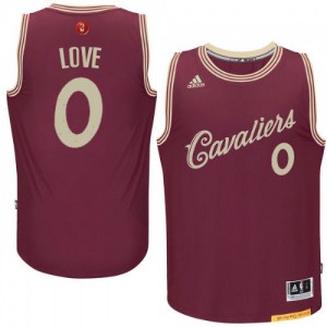 Maillot NBA Rouge Kevin Love #0 Cleveland Cavaliers 2015-16 Christmas Day Authentic Homme Adidas