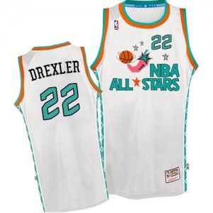 Maillot NBA Blanc Clyde Drexler #22 Houston Rockets Throwback 1996 All Star Authentic Homme Mitchell and Ness