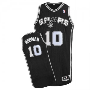 Maillot NBA Noir Dennis Rodman #10 San Antonio Spurs Road Authentic Homme Adidas