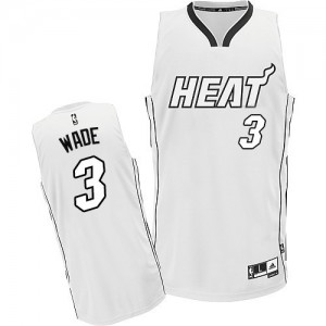 Maillot Authentic Miami Heat NBA Blanc - #3 Dwyane Wade - Homme