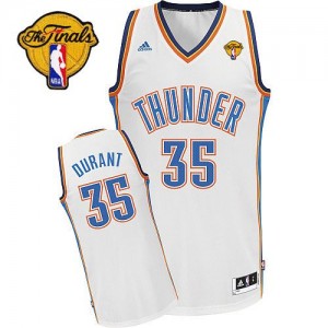 Oklahoma City Thunder #35 Adidas Home Finals Patch Blanc Swingman Maillot d'équipe de NBA achats en ligne - Kevin Durant pour Homme