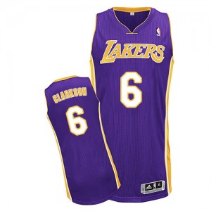 Maillot NBA Violet Jordan Clarkson #6 Los Angeles Lakers Road Authentic Homme Adidas