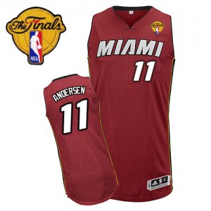 Maillot NBA Miami Heat #11 Chris Andersen Rouge Adidas Authentic Alternate Finals Patch - Homme
