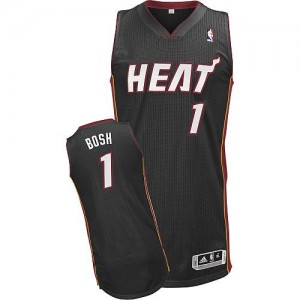 Maillot NBA Miami Heat #1 Chris Bosh Noir Adidas Authentic Road - Homme