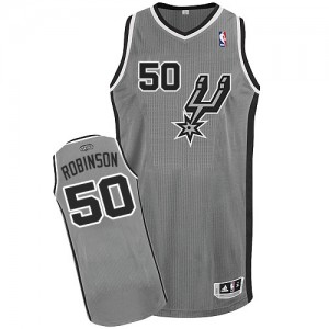 Maillot NBA San Antonio Spurs #50 David Robinson Gris argenté Adidas Authentic Alternate - Homme