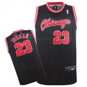 Maillot Authentic Chicago Bulls NBA Crabbed Typeface Throwback Noir - #23 Michael Jordan - Homme