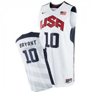 Team USA #10 Nike 2012 Olympics Blanc Authentic Maillot d'équipe de NBA Le meilleur cadeau - Kobe Bryant pour Homme