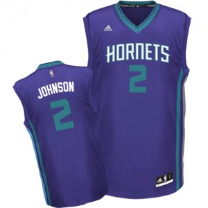 Maillot NBA Charlotte Hornets #2 Larry Johnson Violet Adidas Authentic Alternate - Homme