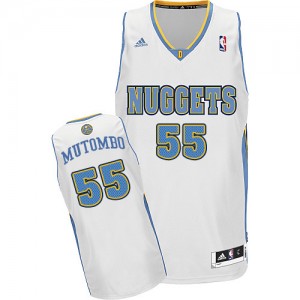 Denver Nuggets #55 Adidas Home Blanc Swingman Maillot d'équipe de NBA magasin d'usine - Dikembe Mutombo pour Homme