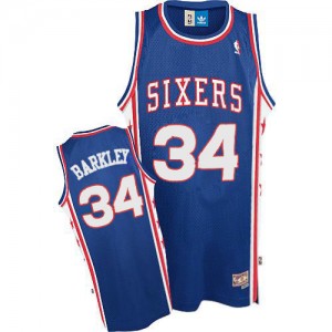 Philadelphia 76ers Charles Barkley #34 Throwback Authentic Maillot d'équipe de NBA - Bleu pour Homme