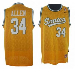 Maillot NBA Oklahoma City Thunder #34 Ray Allen Jaune Adidas Swingman SuperSonics - Homme
