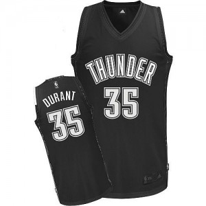 Maillot NBA Noir Blanc Kevin Durant #35 Oklahoma City Thunder Authentic Homme Adidas