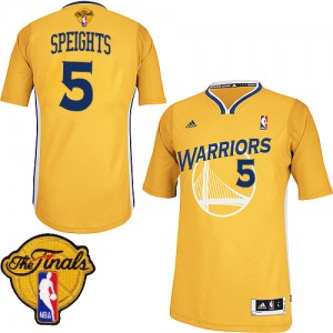 Maillot NBA Or Marreese Speights #5 Golden State Warriors Alternate 2015 The Finals Patch Swingman Homme Adidas
