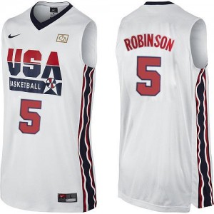 Team USA Nike David Robinson #5 2012 Olympic Retro Authentic Maillot d'équipe de NBA - Blanc pour Homme