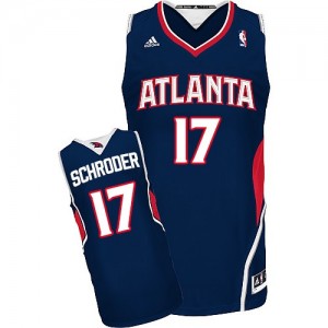 Atlanta Hawks Dennis Schroder #17 Road Swingman Maillot d'équipe de NBA - Bleu marin pour Homme