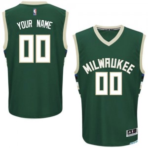 Maillot NBA Milwaukee Bucks Personnalisé Authentic Vert Adidas Road - Homme