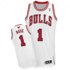 Maillot NBA Chicago Bulls #1 Derrick Rose Blanc Adidas Authentic Home - Homme