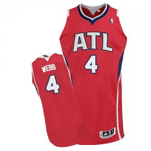 Maillot NBA Rouge Spud Webb #4 Atlanta Hawks Alternate Authentic Homme Adidas