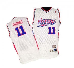 Maillot NBA Blanc Isiah Thomas #11 Detroit Pistons Throwback Authentic Homme Mitchell and Ness