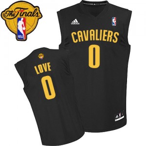 Maillot NBA Cleveland Cavaliers #0 Kevin Love Noir Adidas Authentic Fashion 2015 The Finals Patch - Homme
