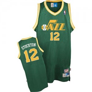 Utah Jazz John Stockton #12 Throwback Authentic Maillot d'équipe de NBA - Vert pour Homme
