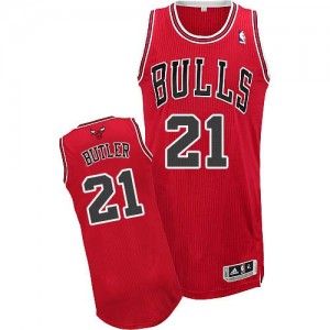 Maillot NBA Chicago Bulls #21 Jimmy Butler Rouge Adidas Authentic Road - Homme