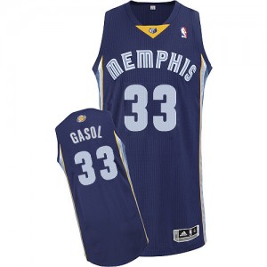 Maillot NBA Memphis Grizzlies #33 Marc Gasol Bleu marin Adidas Authentic Road - Homme