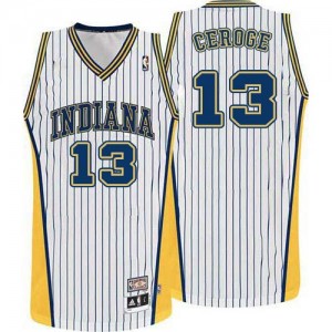 Maillot NBA Indiana Pacers #13 Paul George Blanc Adidas Authentic Throwback - Homme